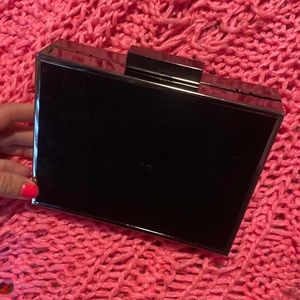 Zara pony hair clasp clutch